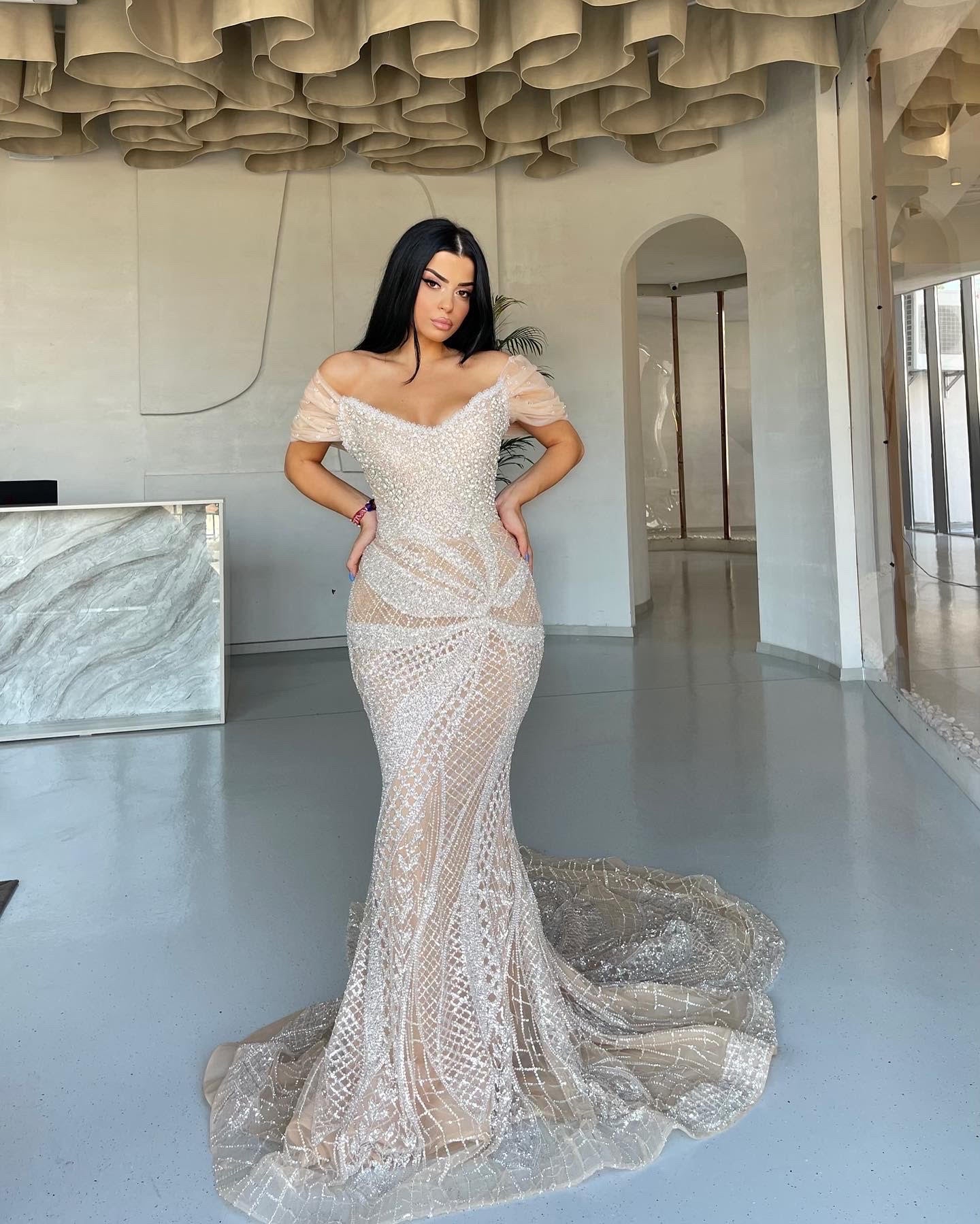 Nude Dress With Side Cape