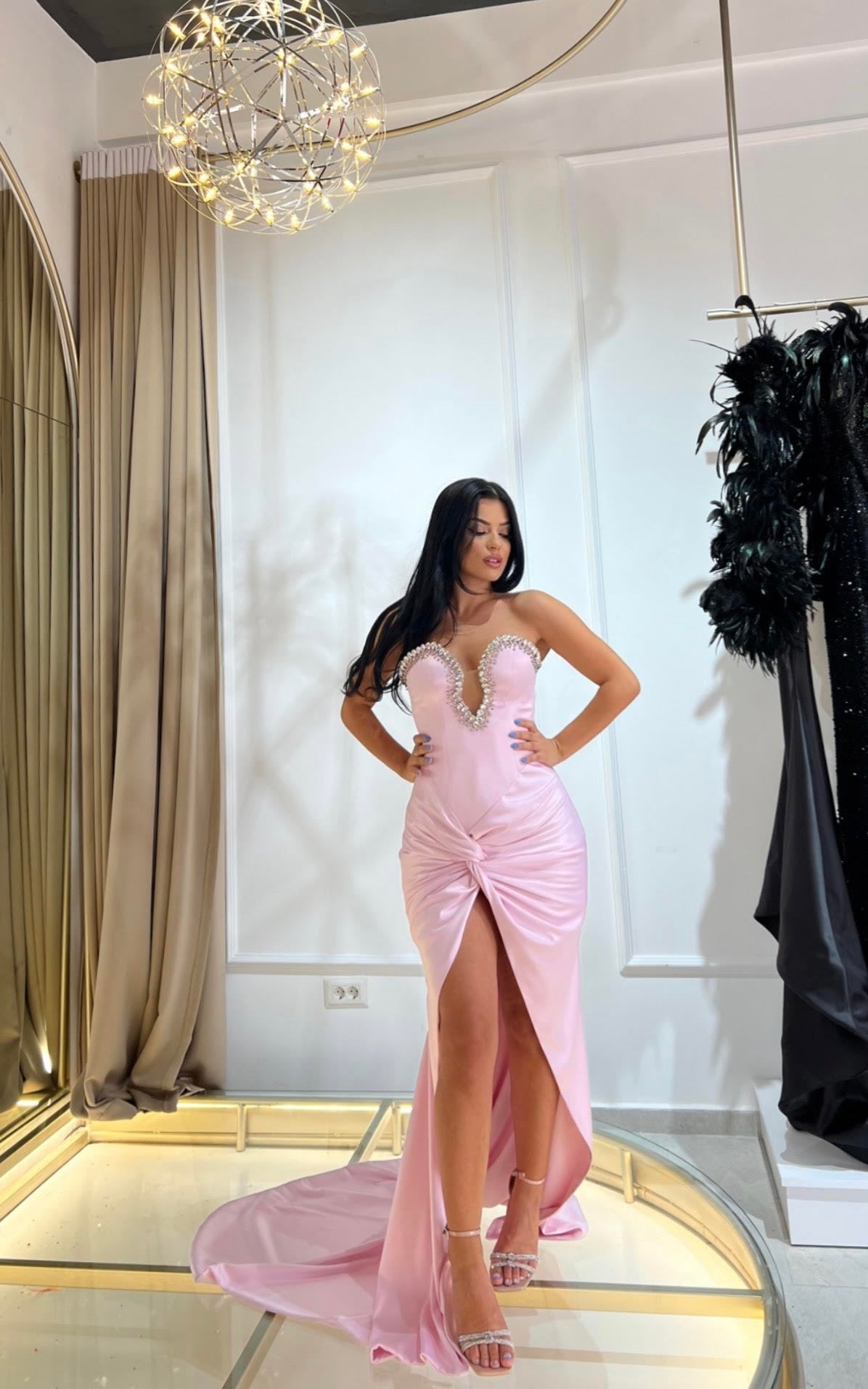 Baby Pink Satin Dress