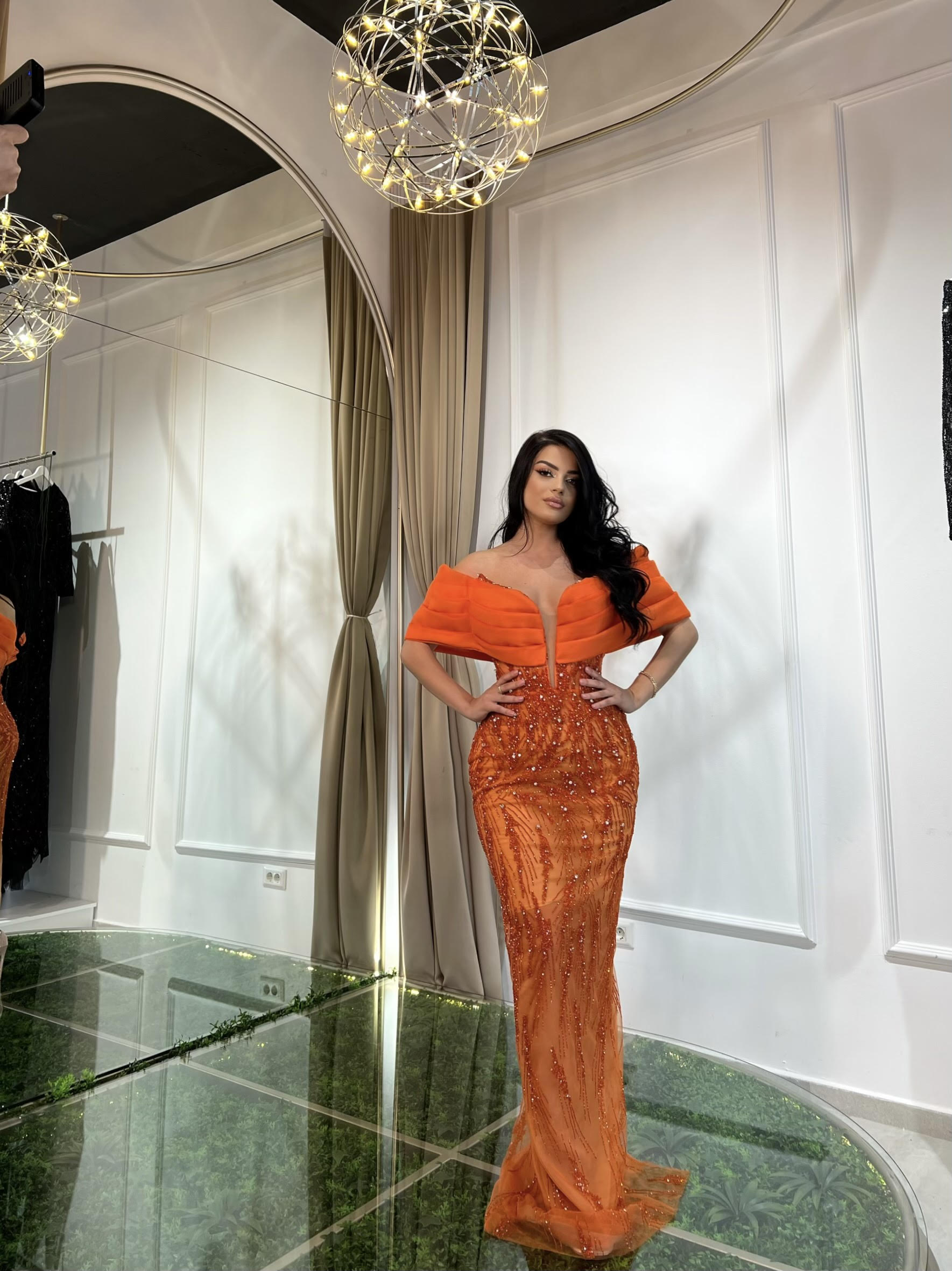 Orange Embellished Dress