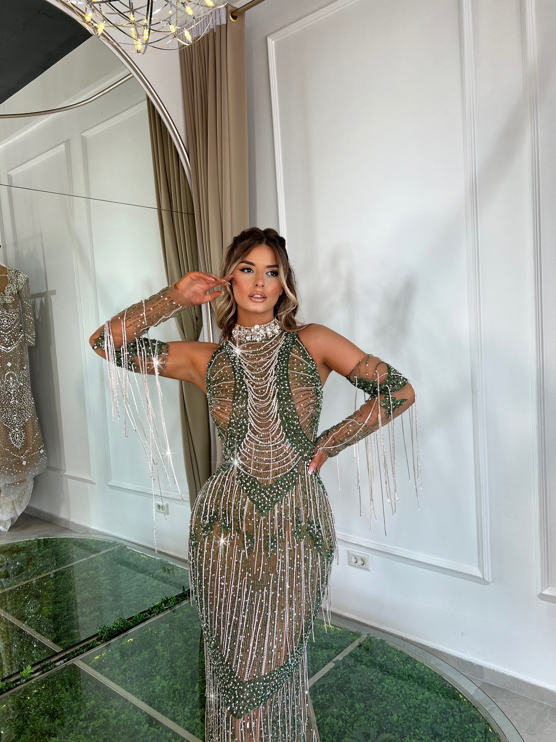 Green Embellished Dress