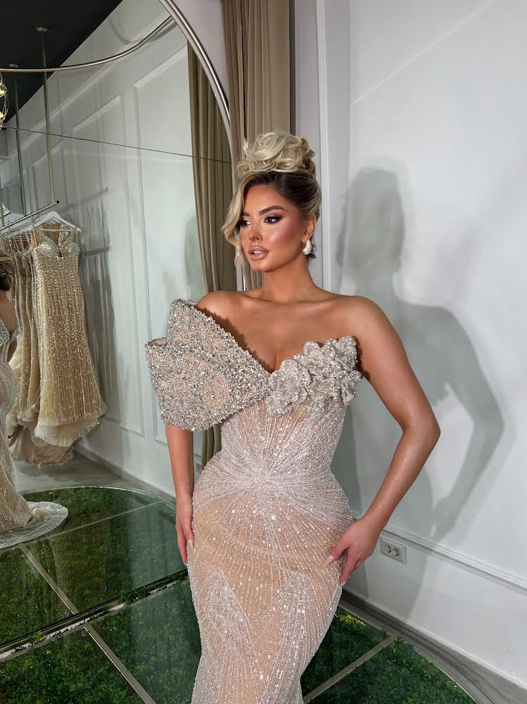 Nude and Silver long dress