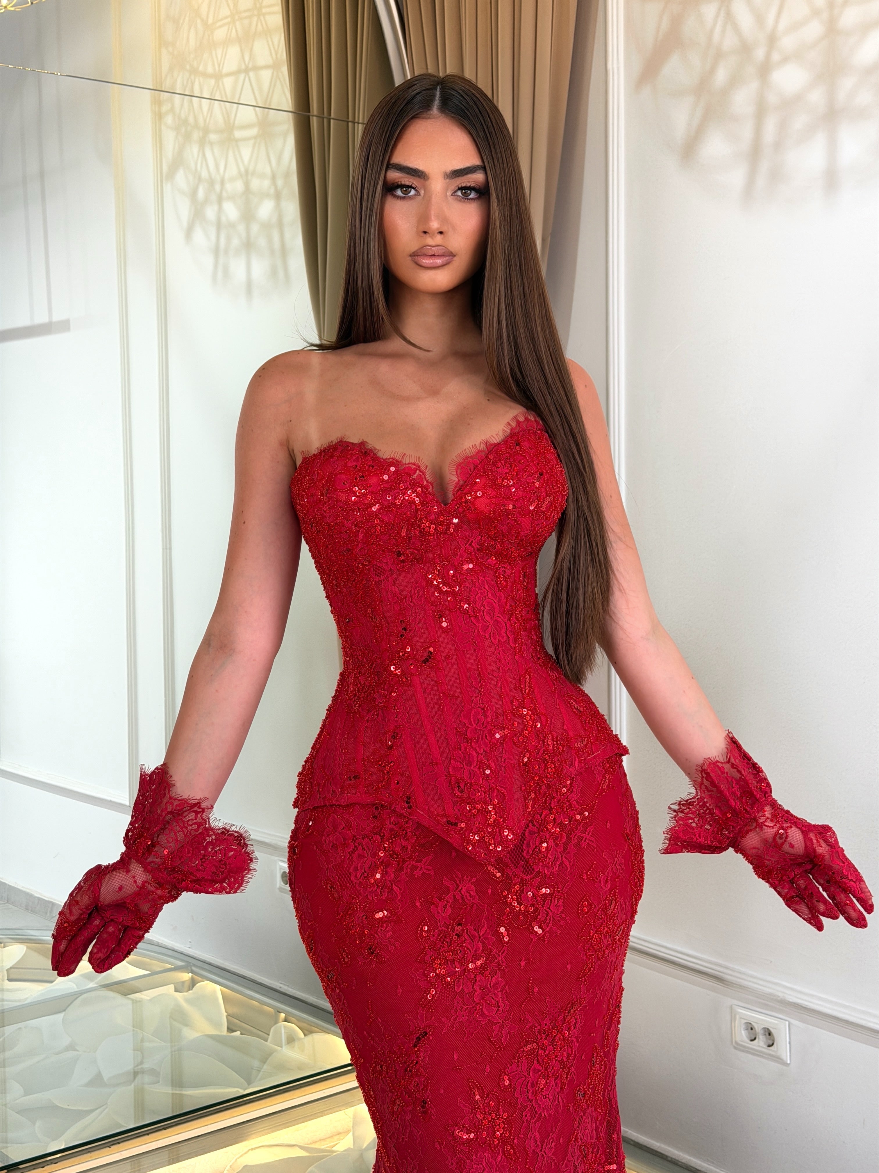 Red Corset Mermaid Dress