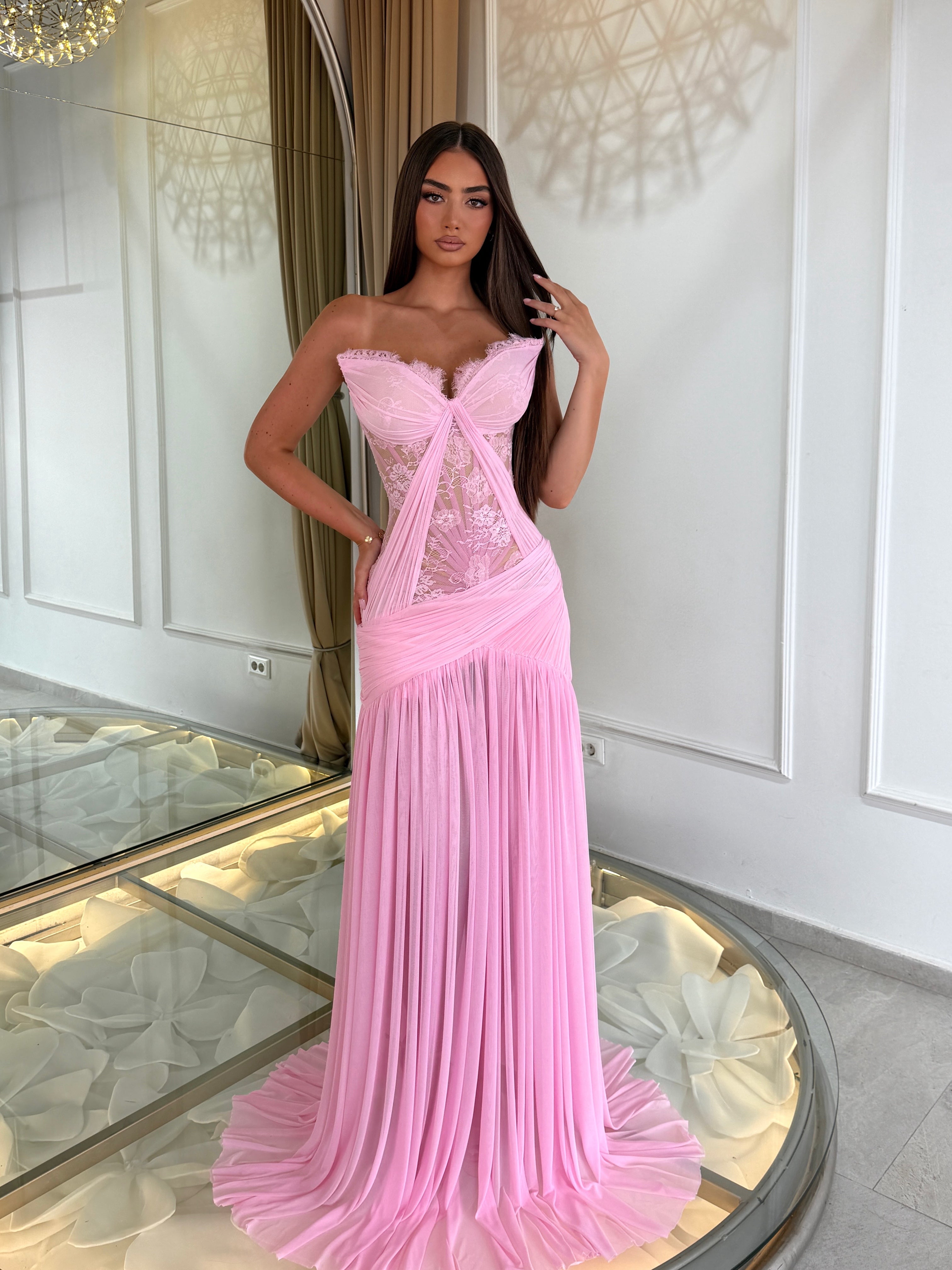 Pink Draped Gown