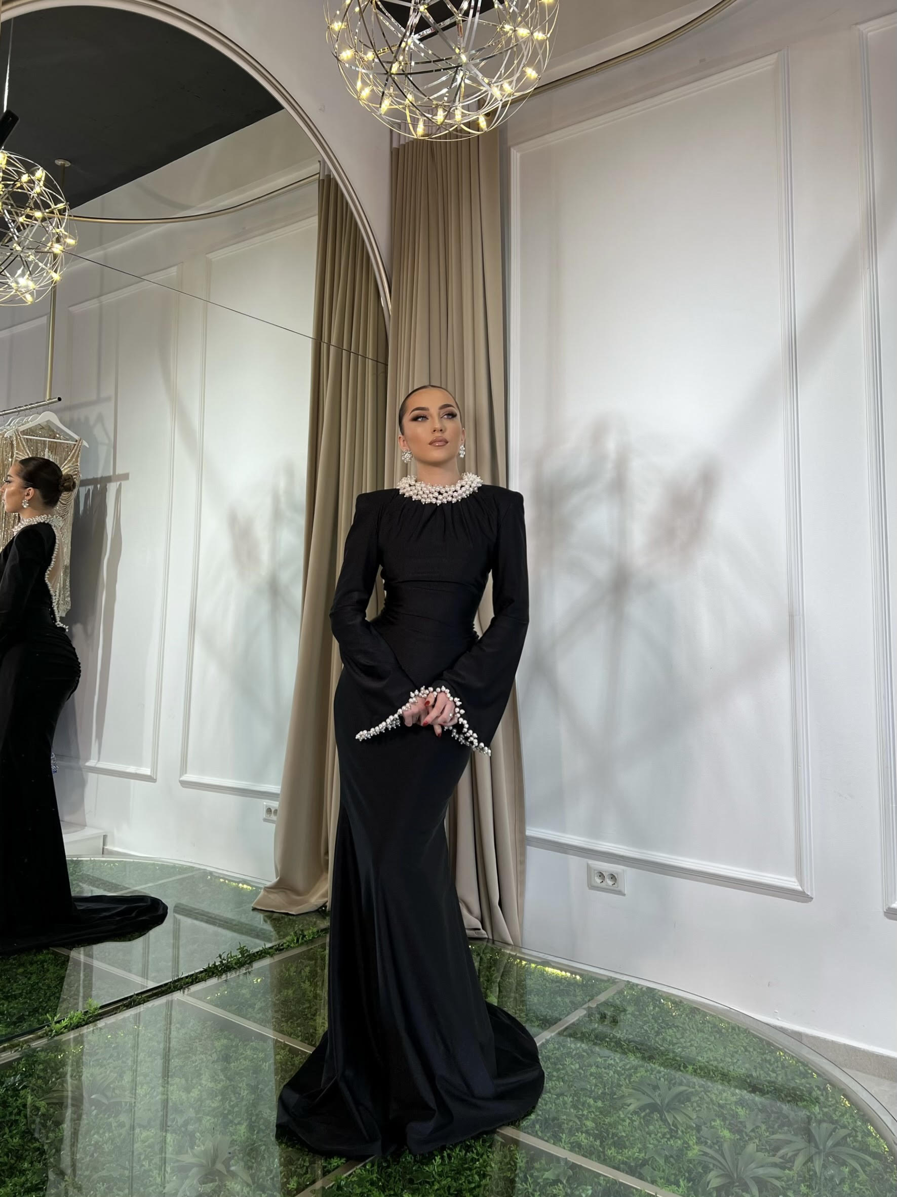Black Dress with pearls
