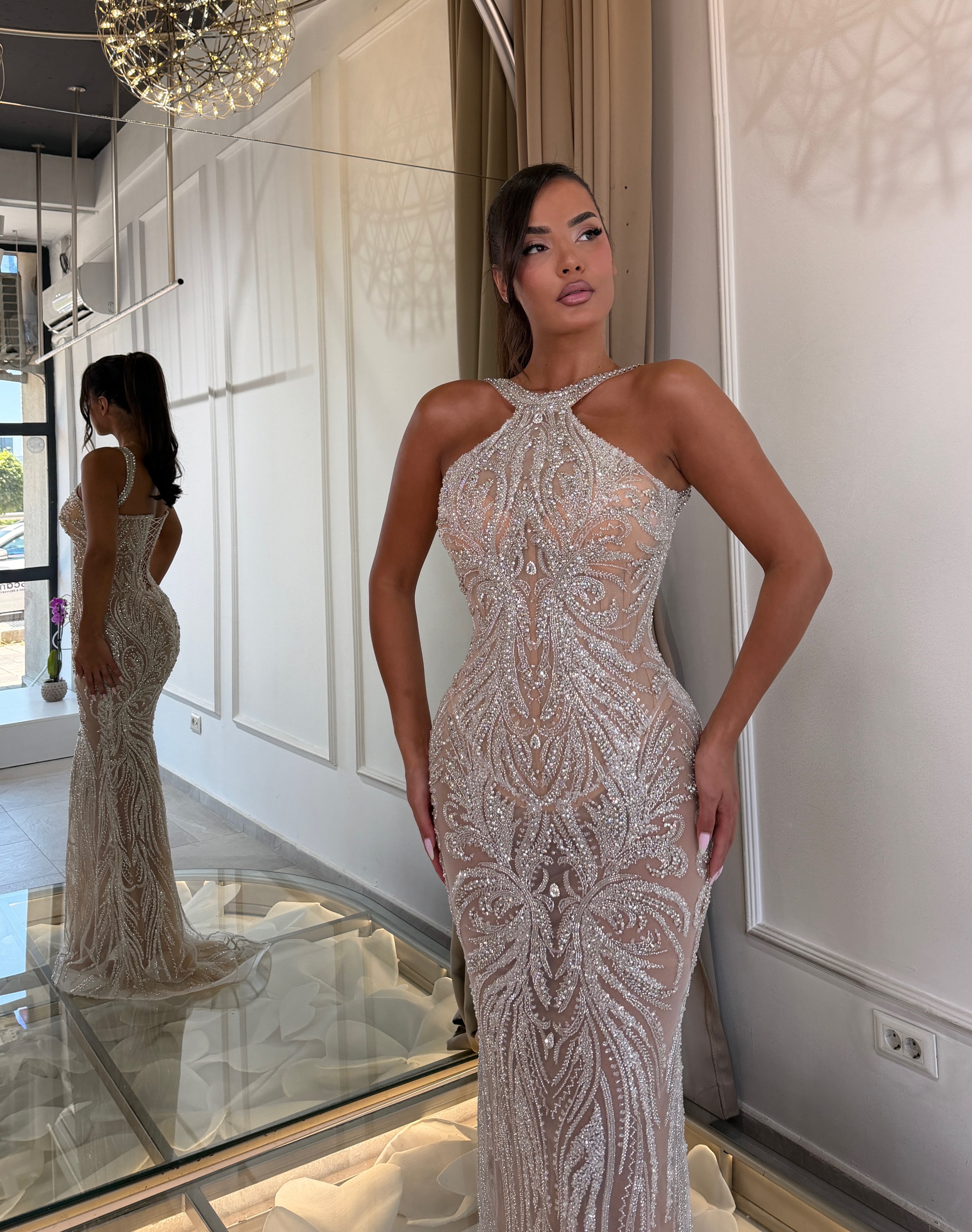 Nude Embellished Gown