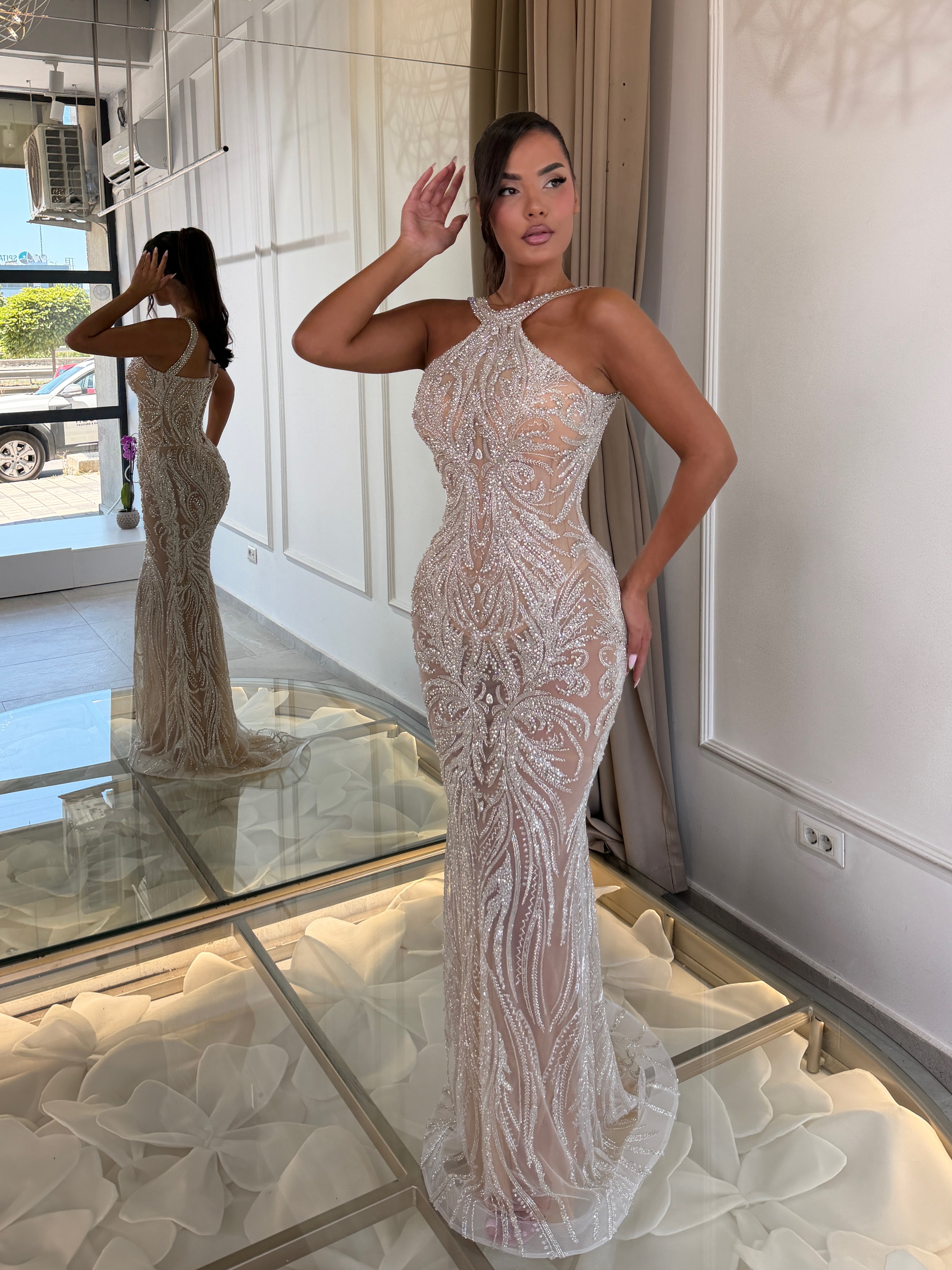 Nude Embellished Gown