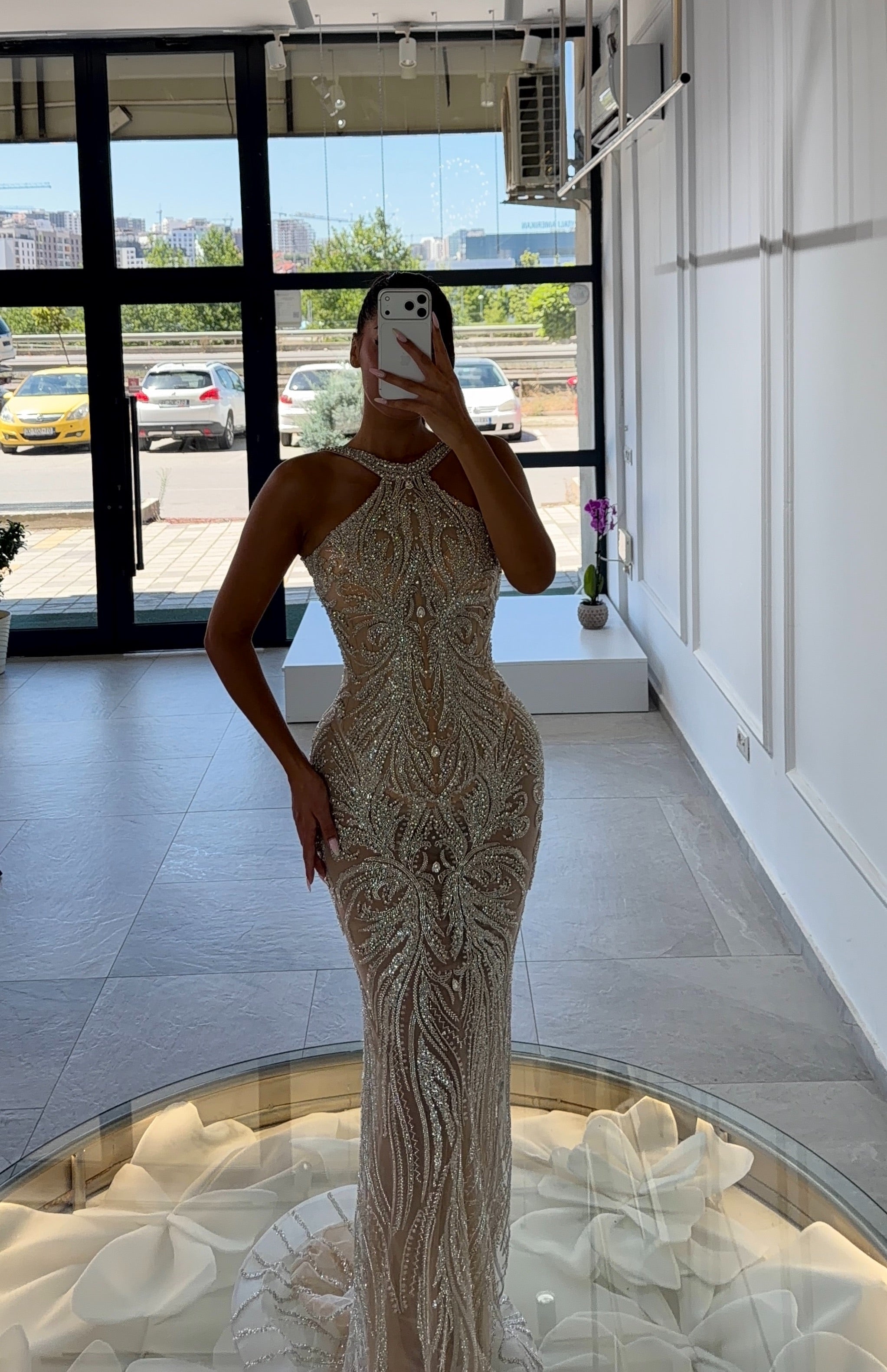 Nude Embellished Gown
