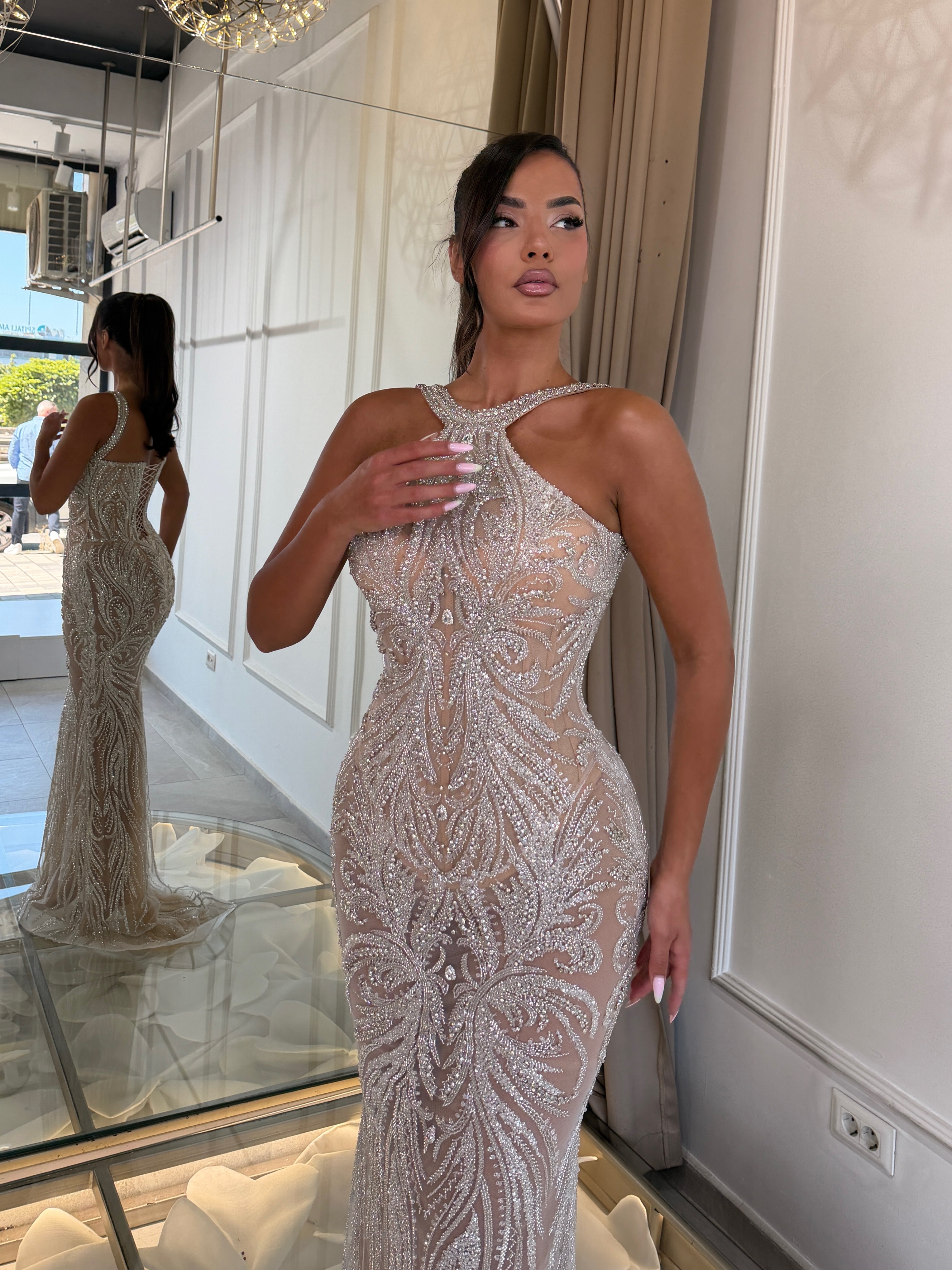 Nude Embellished Gown