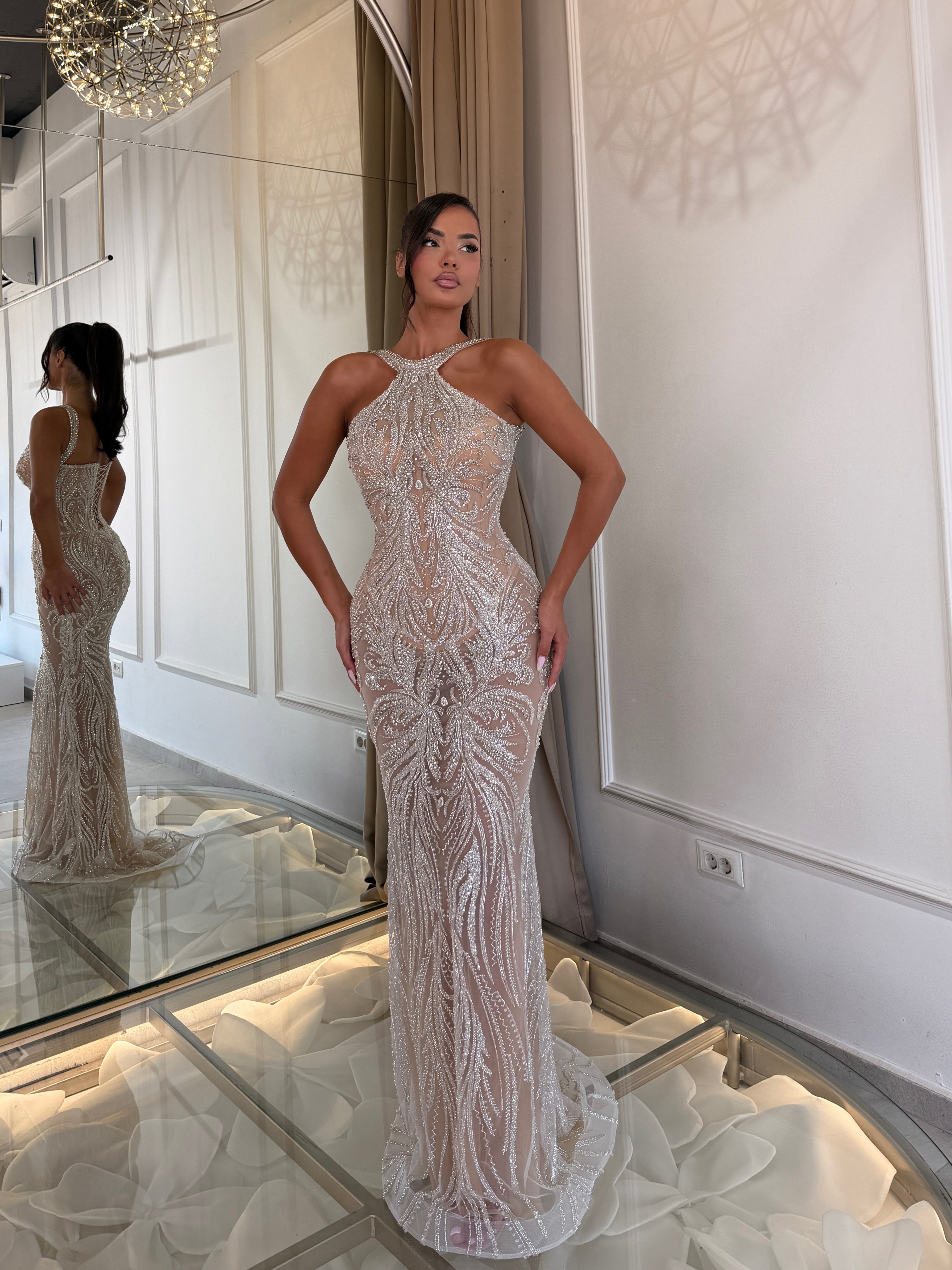 Nude Embellished Gown