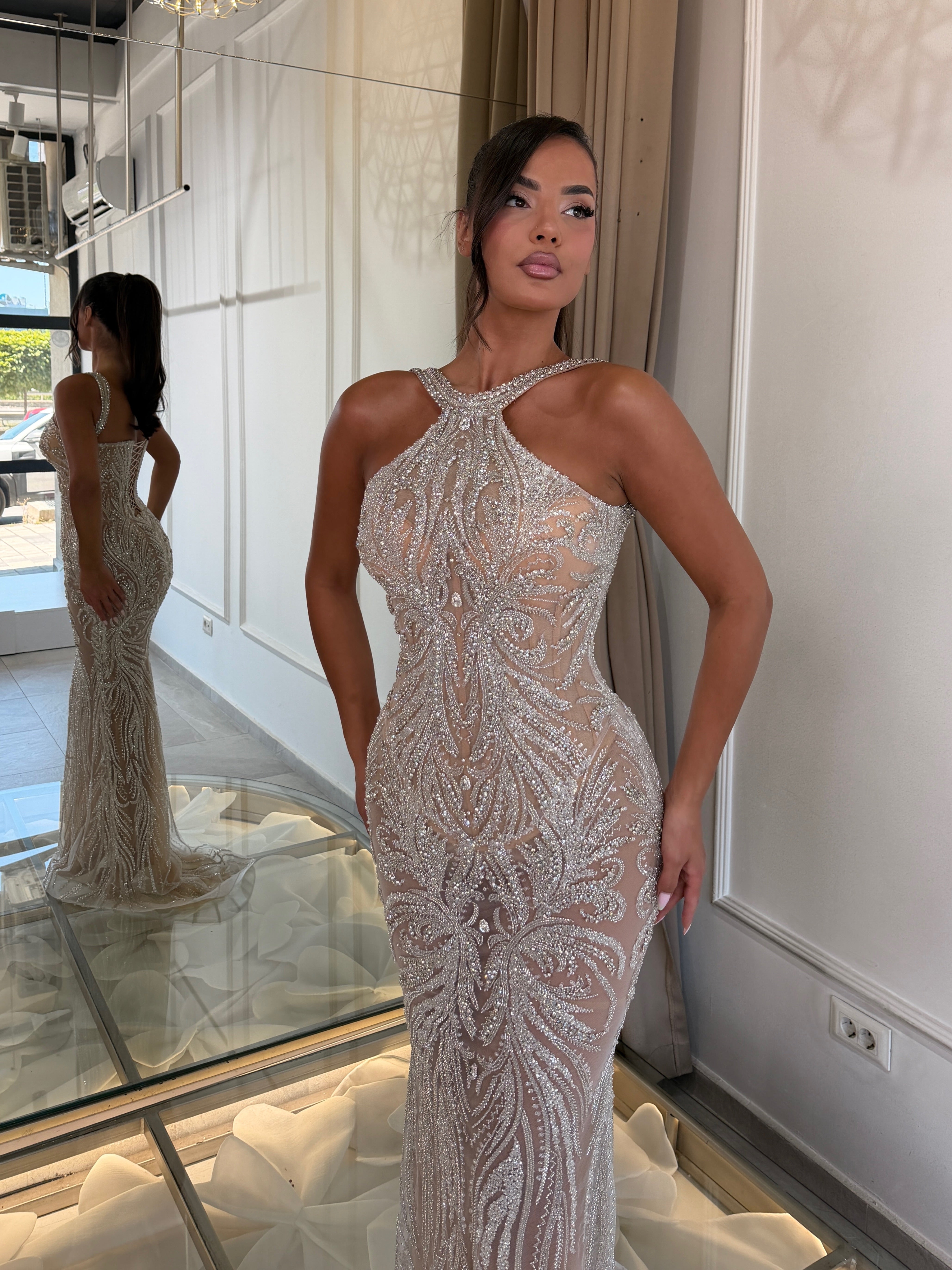Nude Embellished Gown