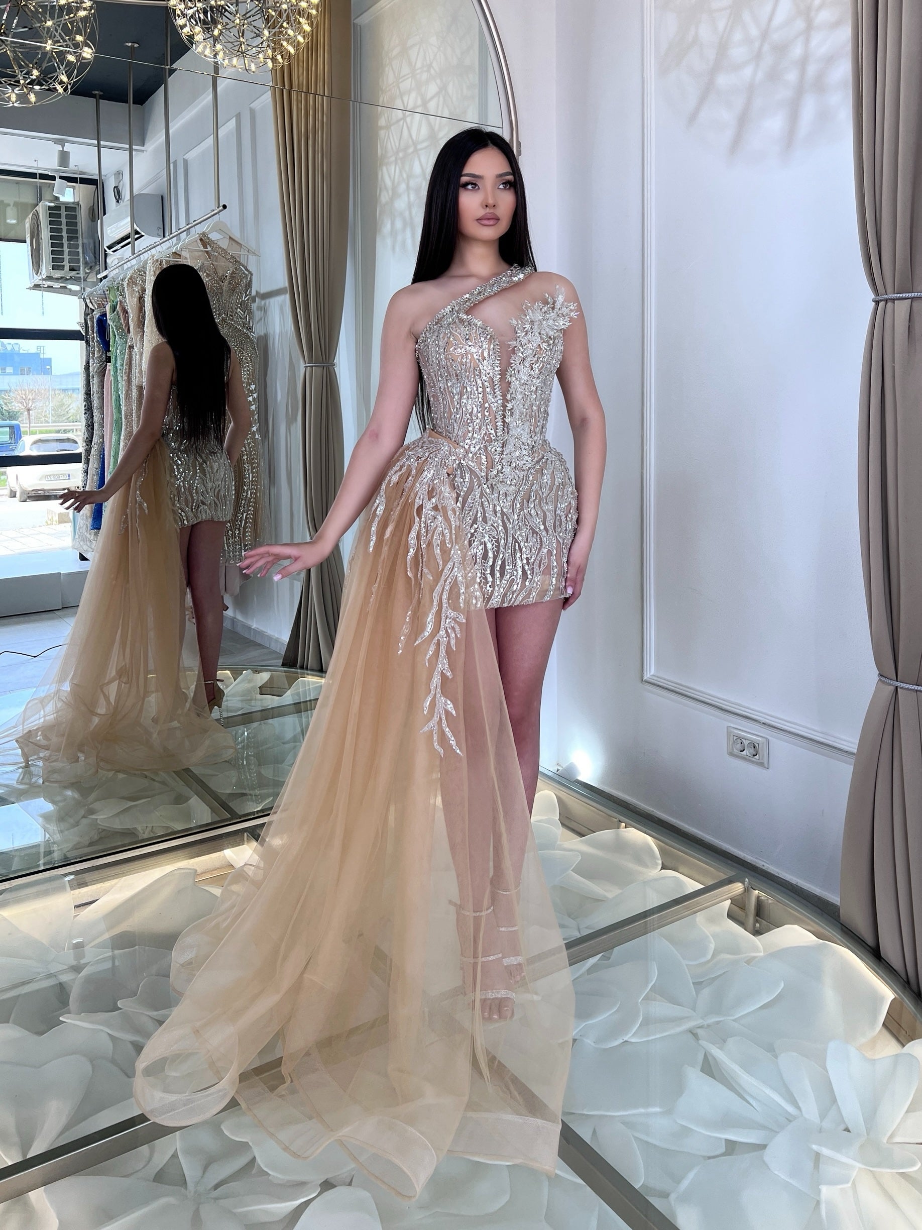 Bloom Dress with side cape